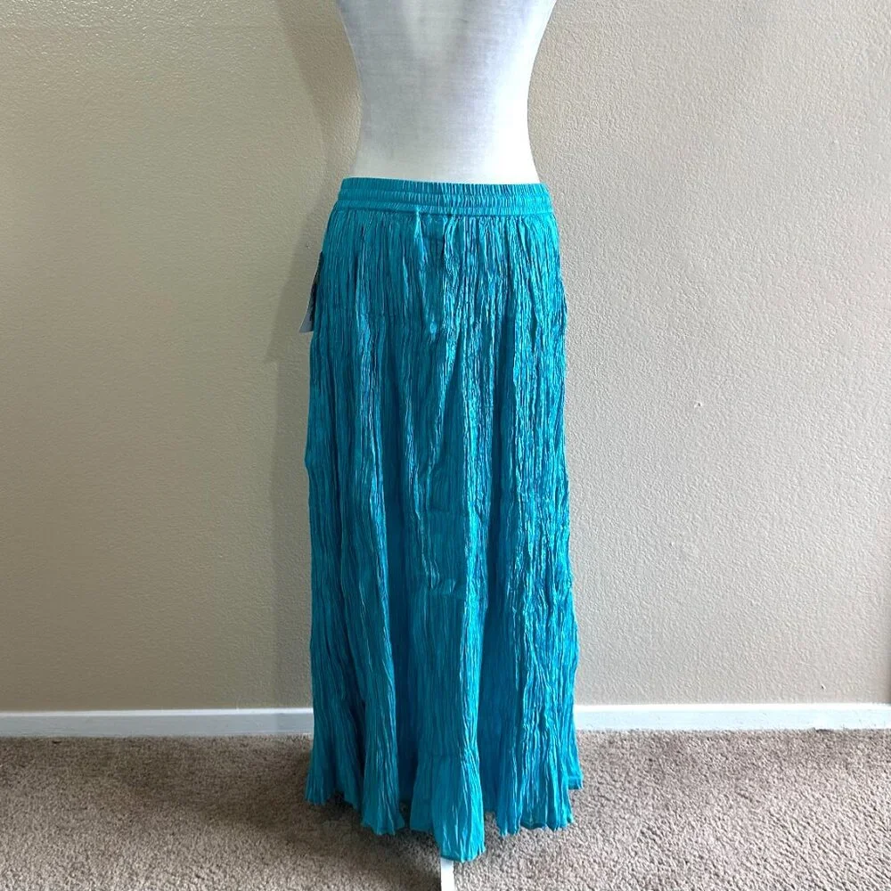 Chadwick's Vintage Blue Crinkle Maxi Mermaid Skirt
